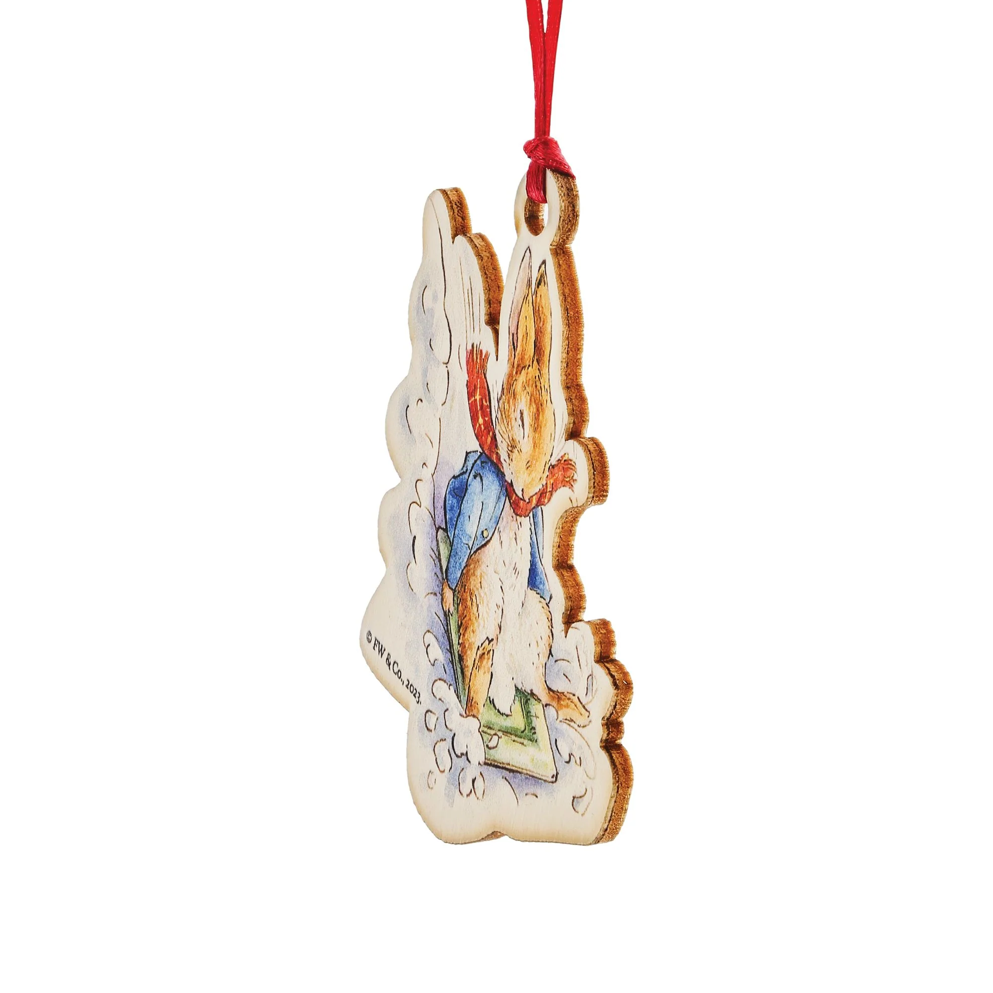 Peter Rabbit Sledging at Christmas Wooden Hanging Ornament - Image 3