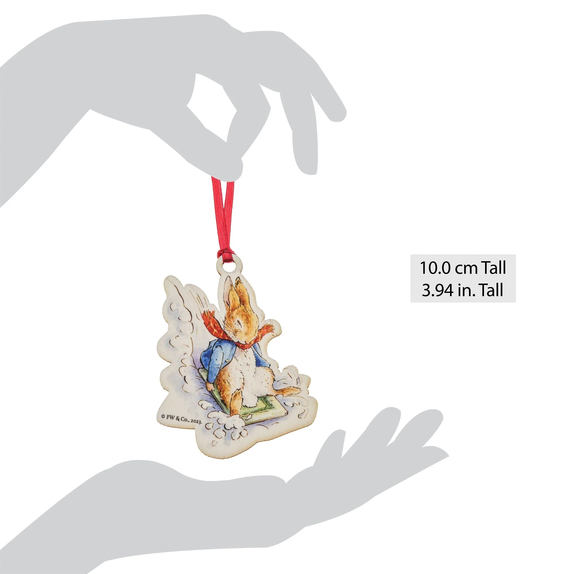 Peter Rabbit Sledging at Christmas Wooden Hanging Ornament - Image 6