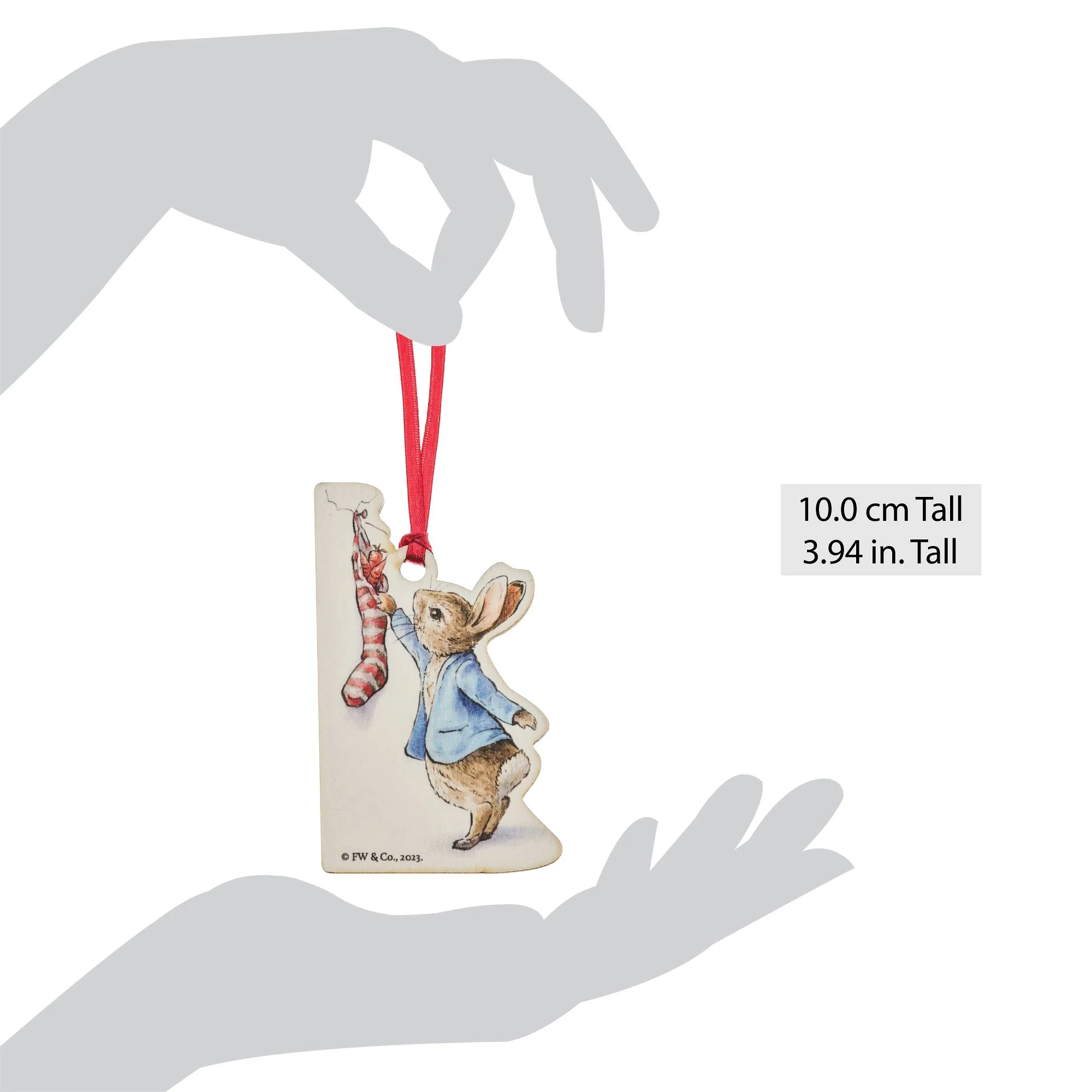 Peter Rabbit with Christmas Stocking Wooden Hanging Ornament - Image 5